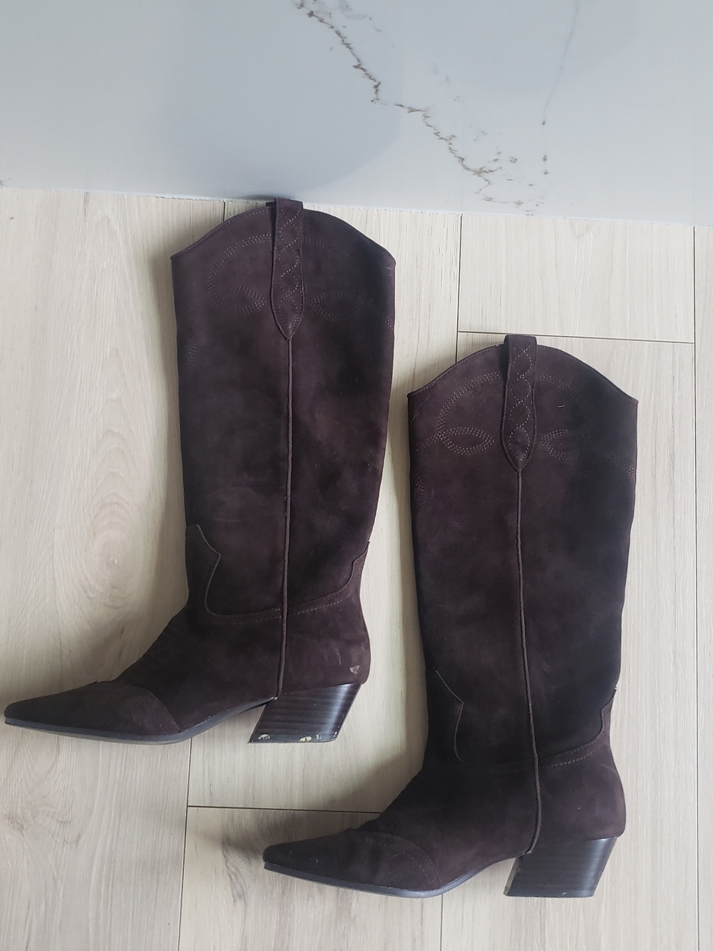 Steve Madden Dark Brown Suede Cowboy Boots